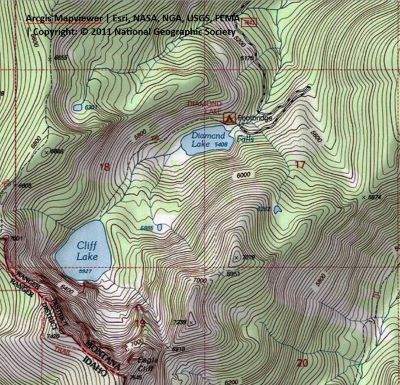Diamond Lake Topo