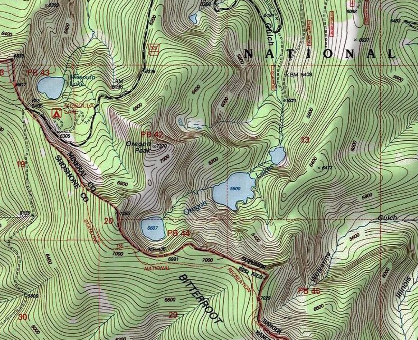Oregon Lake Topo