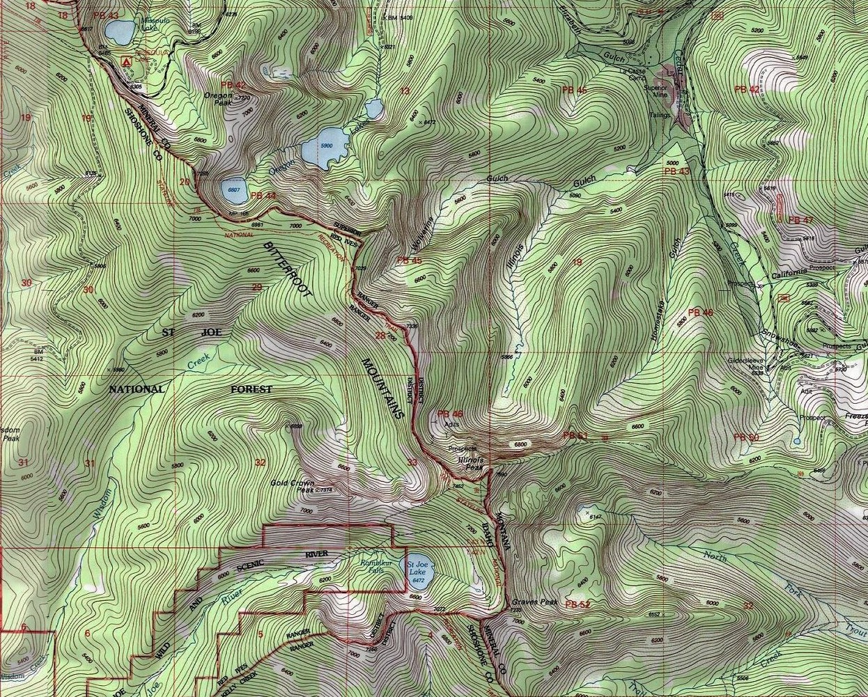 Cedar to Trout Topo Map N